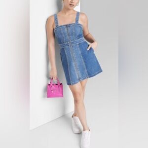 Wild Fable Blue Denim Front Zip Dress